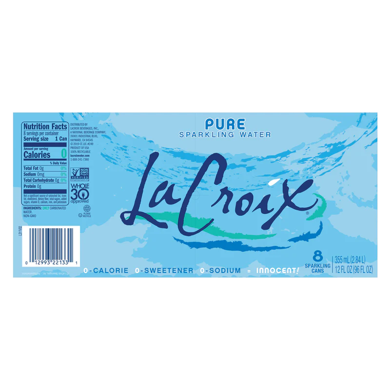 La Croix Pure Sparkling Water 8 x 12 oz Shopify Presell