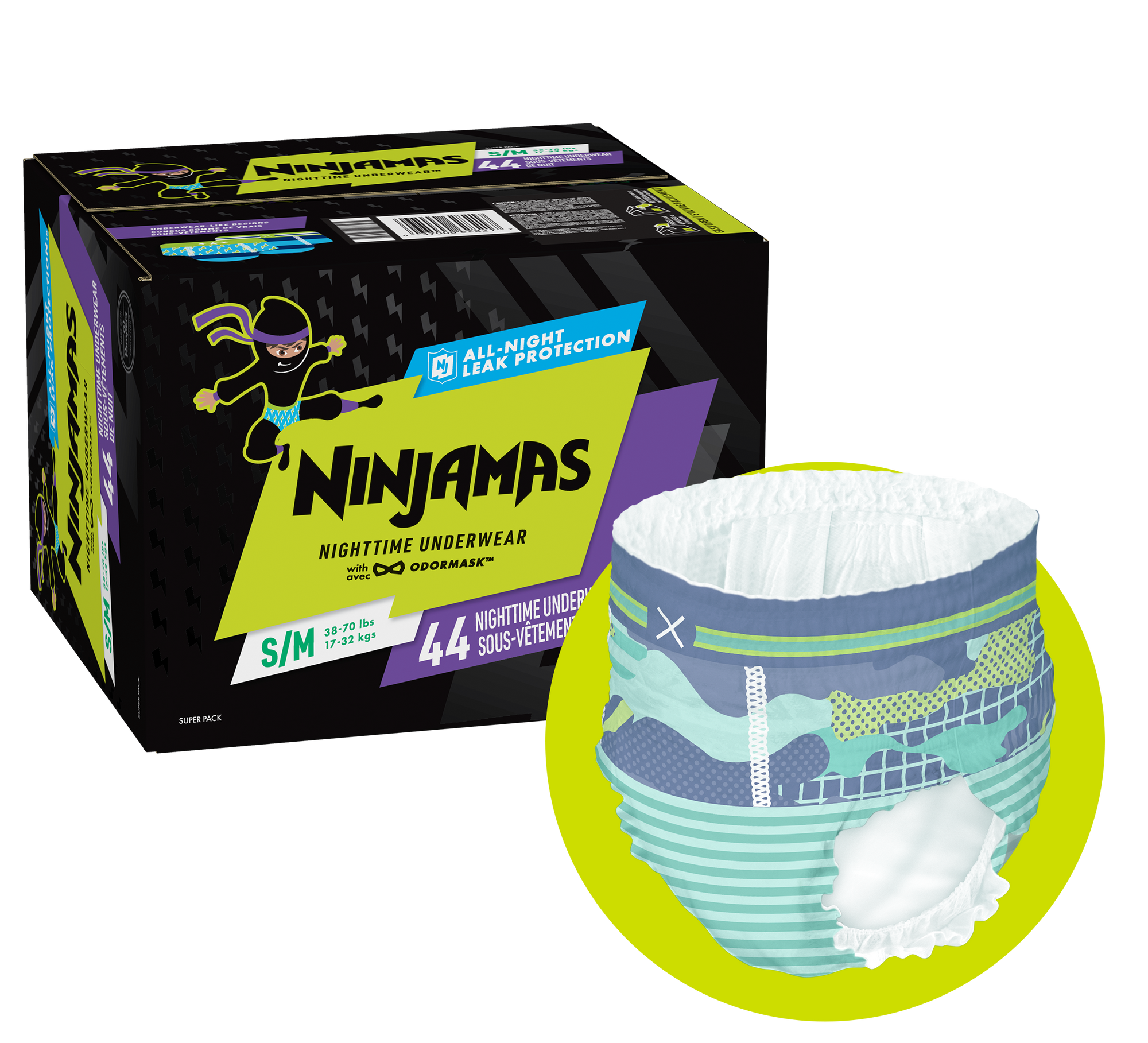 Ninjamas S/M Nighttime Underwear 44 ct Shopify Presell