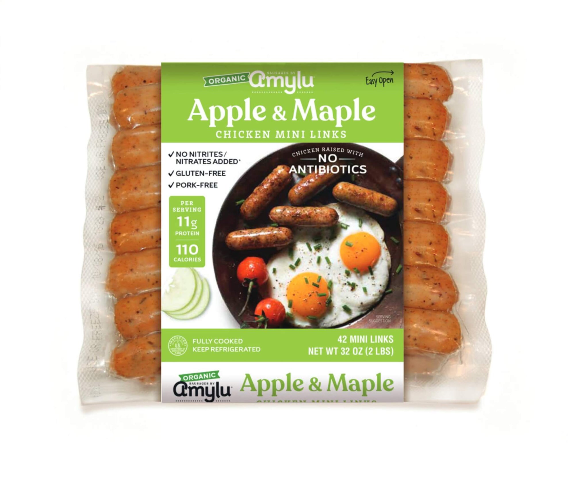 Amylu Organic Mini Apple & Maple Chicken Sausage 32oz