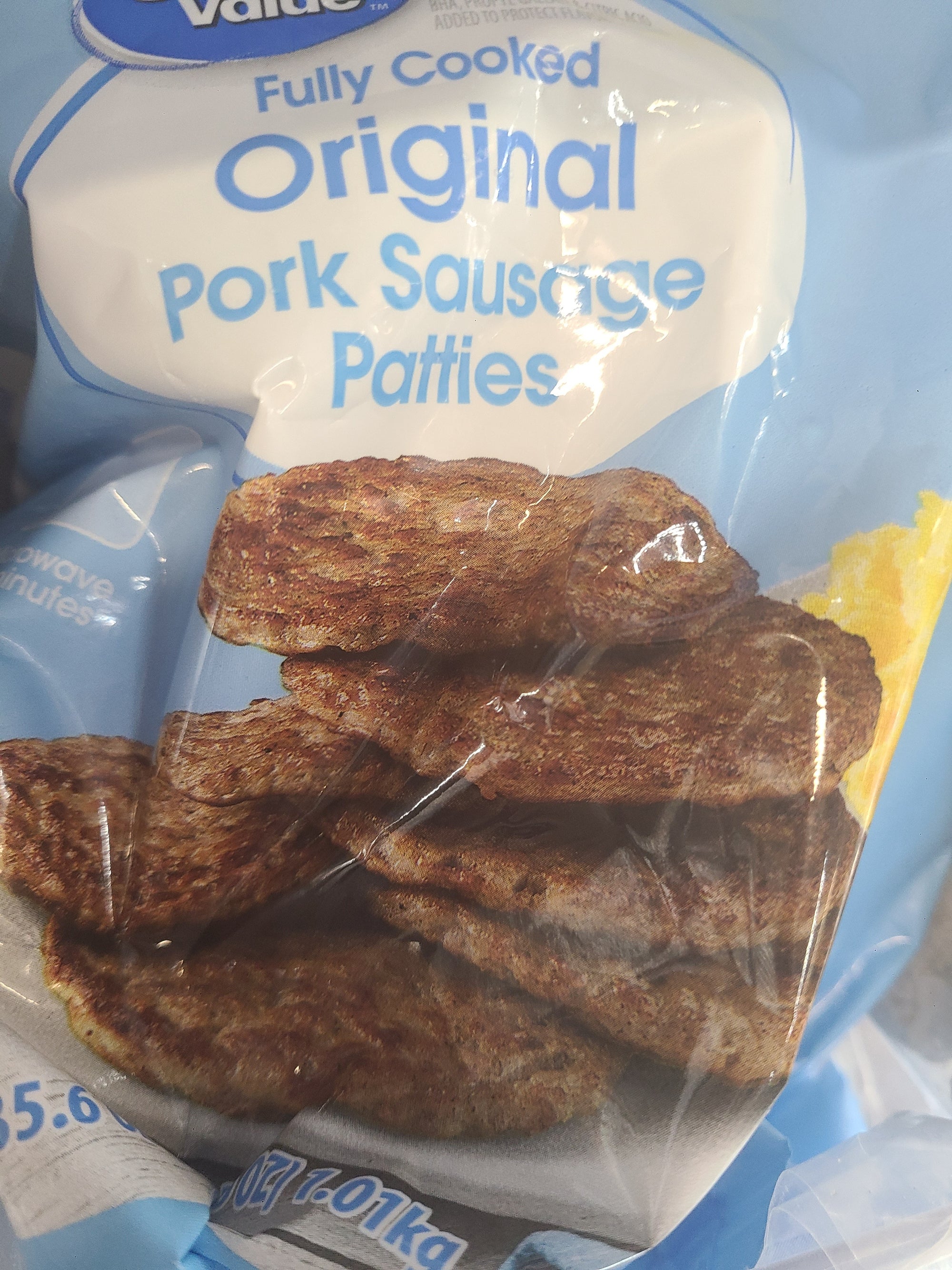 Great Value Fully cooked Pork Sausage Patties Family Size 35.6oz