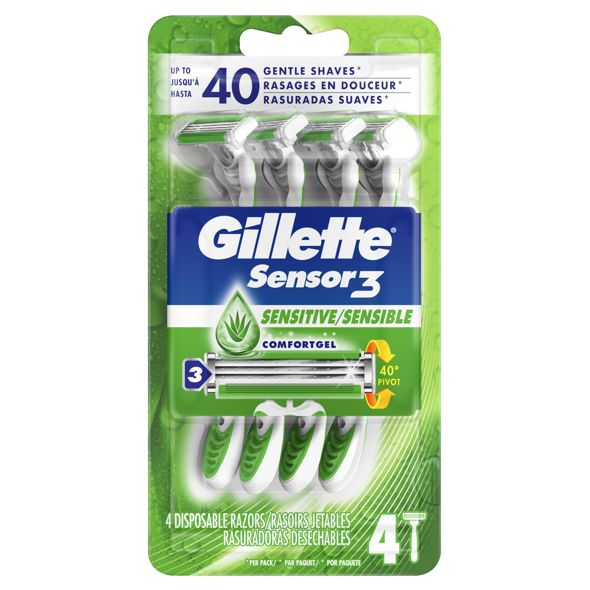 Gillette Men's Sensor 3  Disposable Razor 4 ct