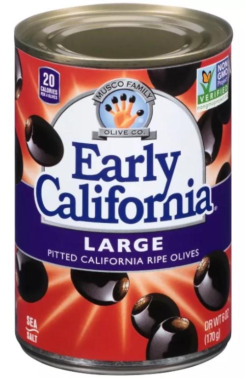 Early California Extra Large Pitted Black Olives 6oz