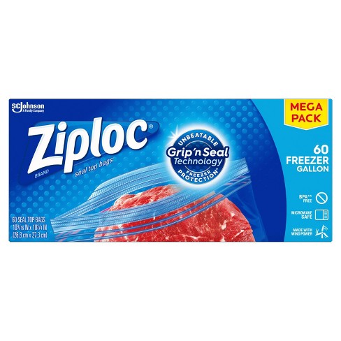 Ziploc Freezer 1 Gallon Zip Top Food Storage Bags