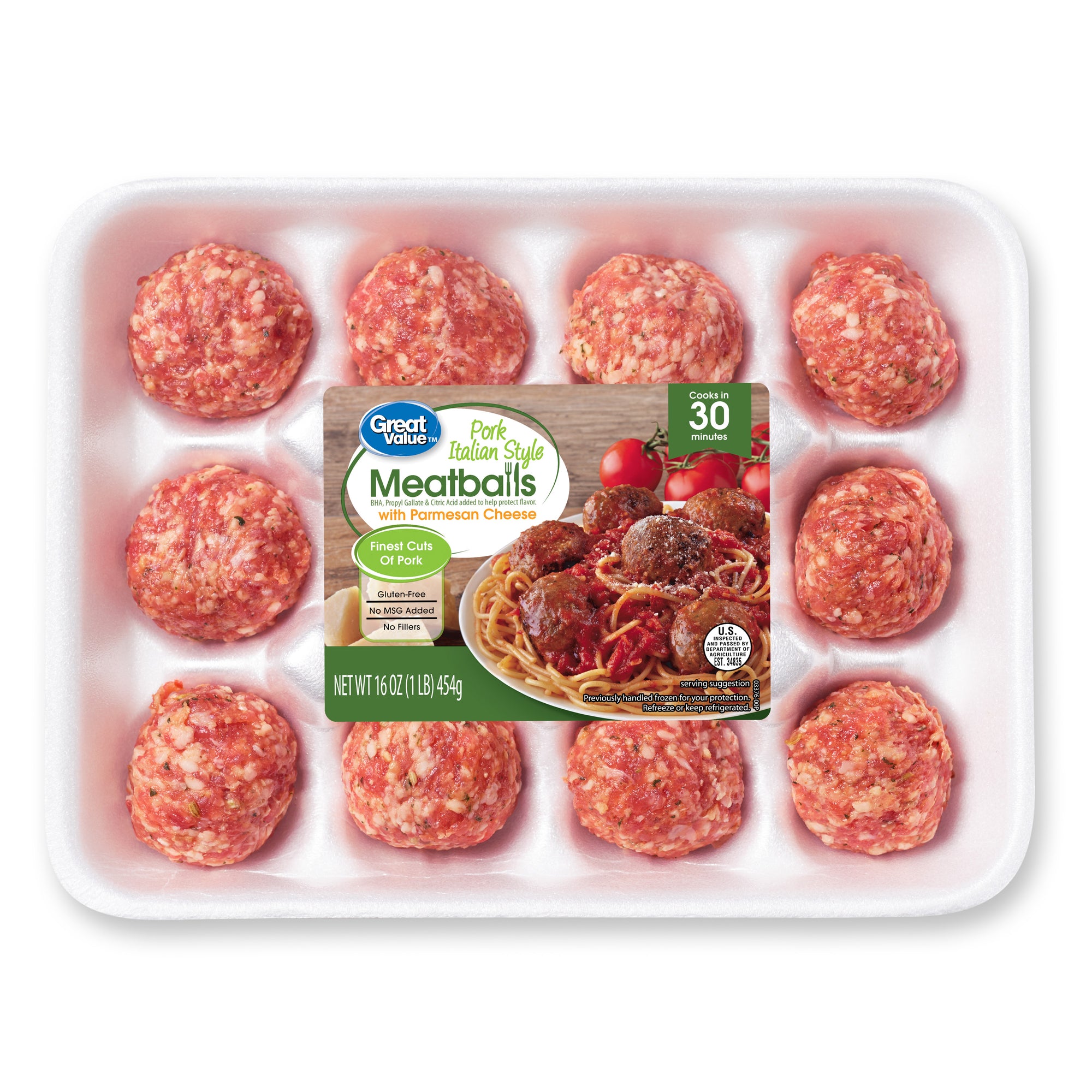 Great Value Pork Meatballs Italian Style 12 ct 16 oz