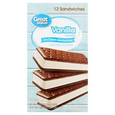 Great Value Vanilla Ice Cream Sandwiches 12ct 42oz