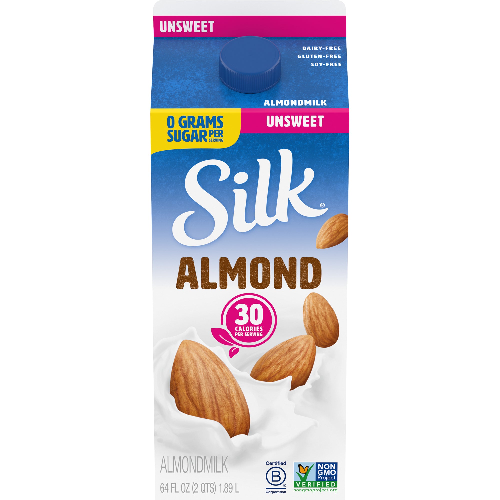 Silk Almond Milk Unsweetend Original 1/2Gal