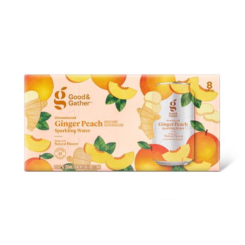 Good & Gather Ginger Peach Sparkling Water 8 x 12oz