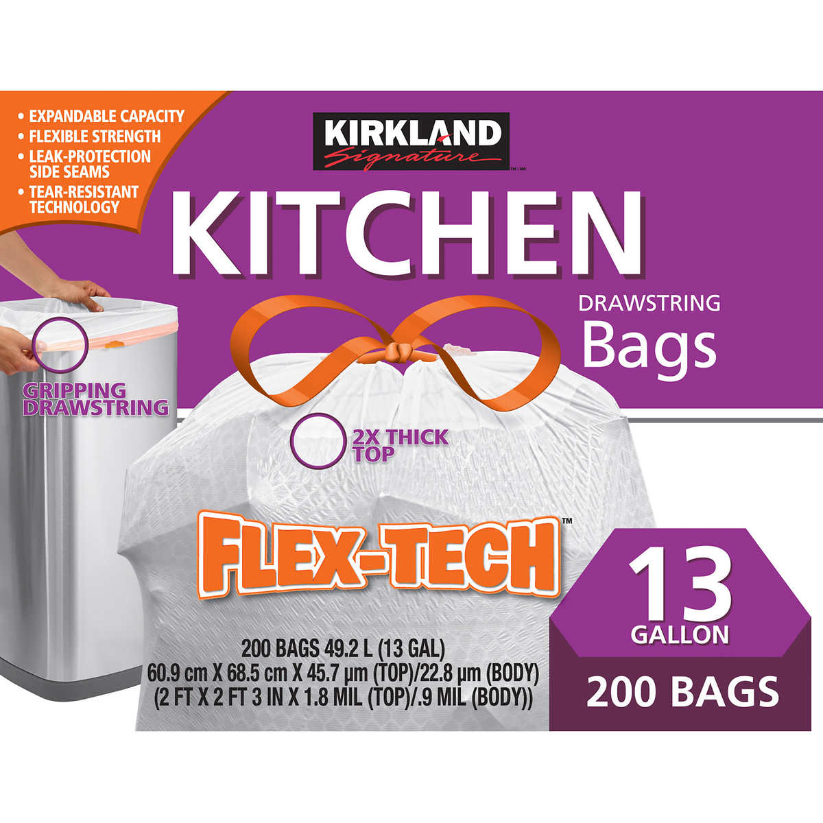 Kirkland Unscented Trash Bags 13gal